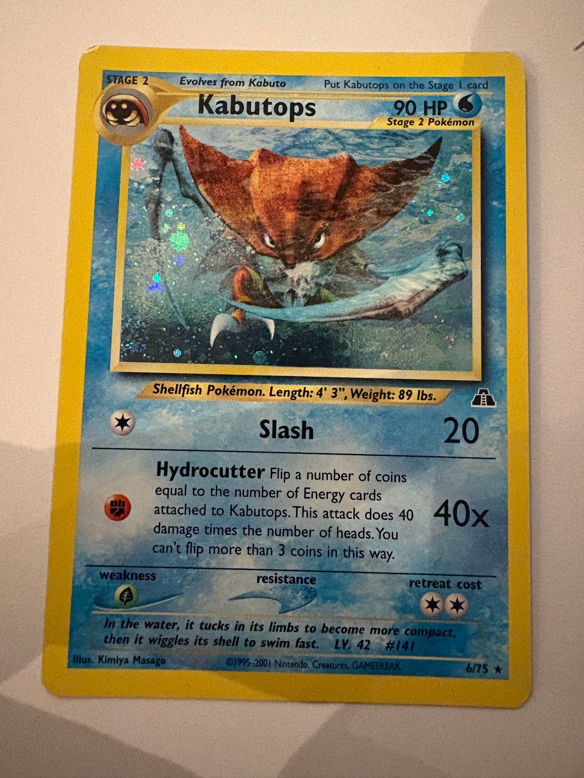 Pokémon Kaart Kabutops 6/75 Neo Discovery Holo, Ophalen of Verzenden, Gebruikt, Losse kaart, Foil