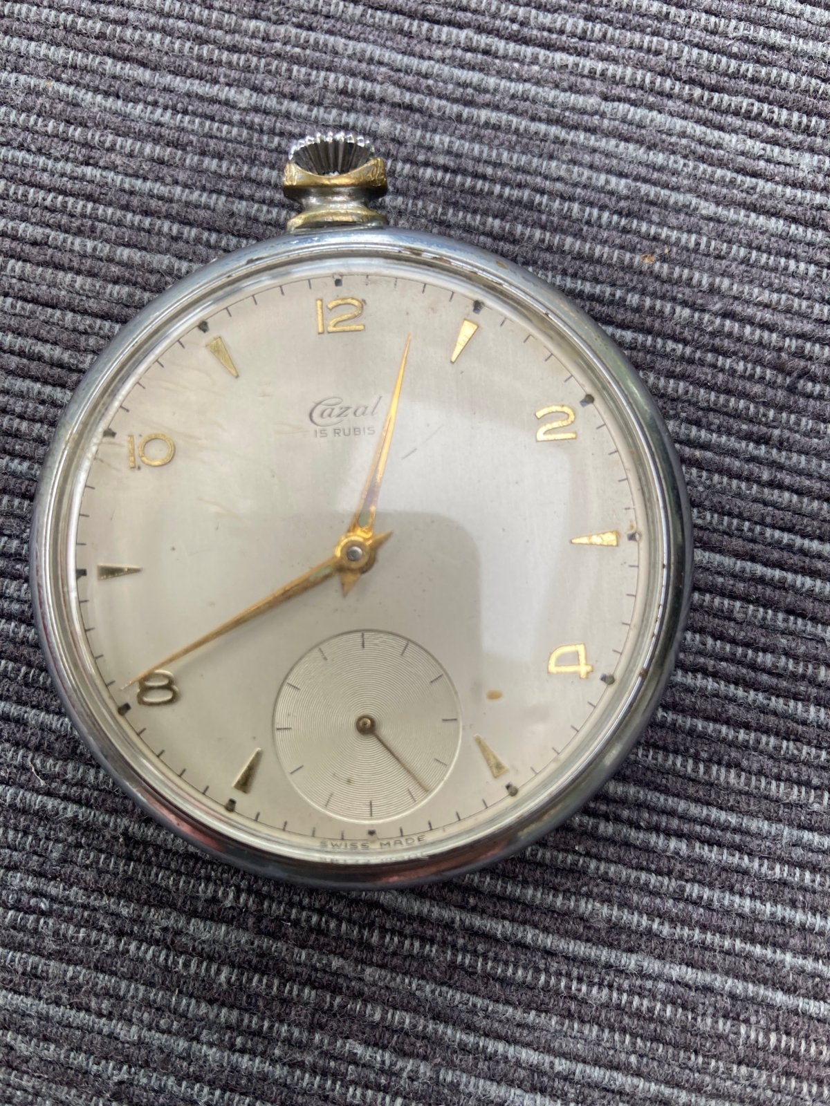 Vintage Cazal Zakhorloge - 15 Rubis - Swiss Made, Overige merken, Overige materialen, Zakhorloge, 1930 tot 1960
