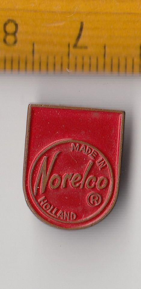 Norelco Philips USA Radio logo schildje rood embleem, Antiek en Kunst, Antiek | Tv's en Audio, Ophalen of Verzenden