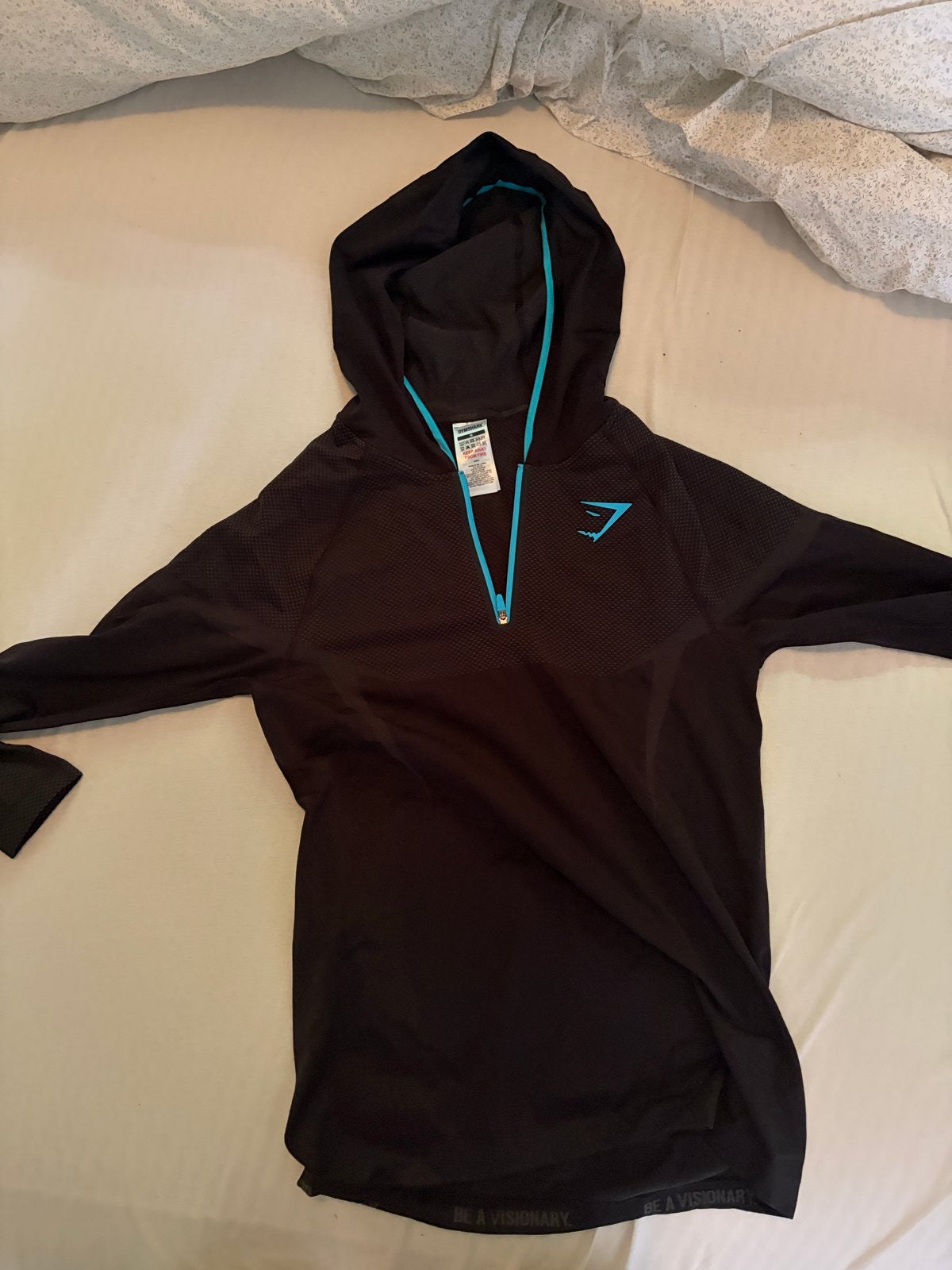Gymshark hoodie met rits - Zwart/Blauw, Maat 38/40 (M), Zwart, Ophalen of Verzenden, Fitness of Aerobics