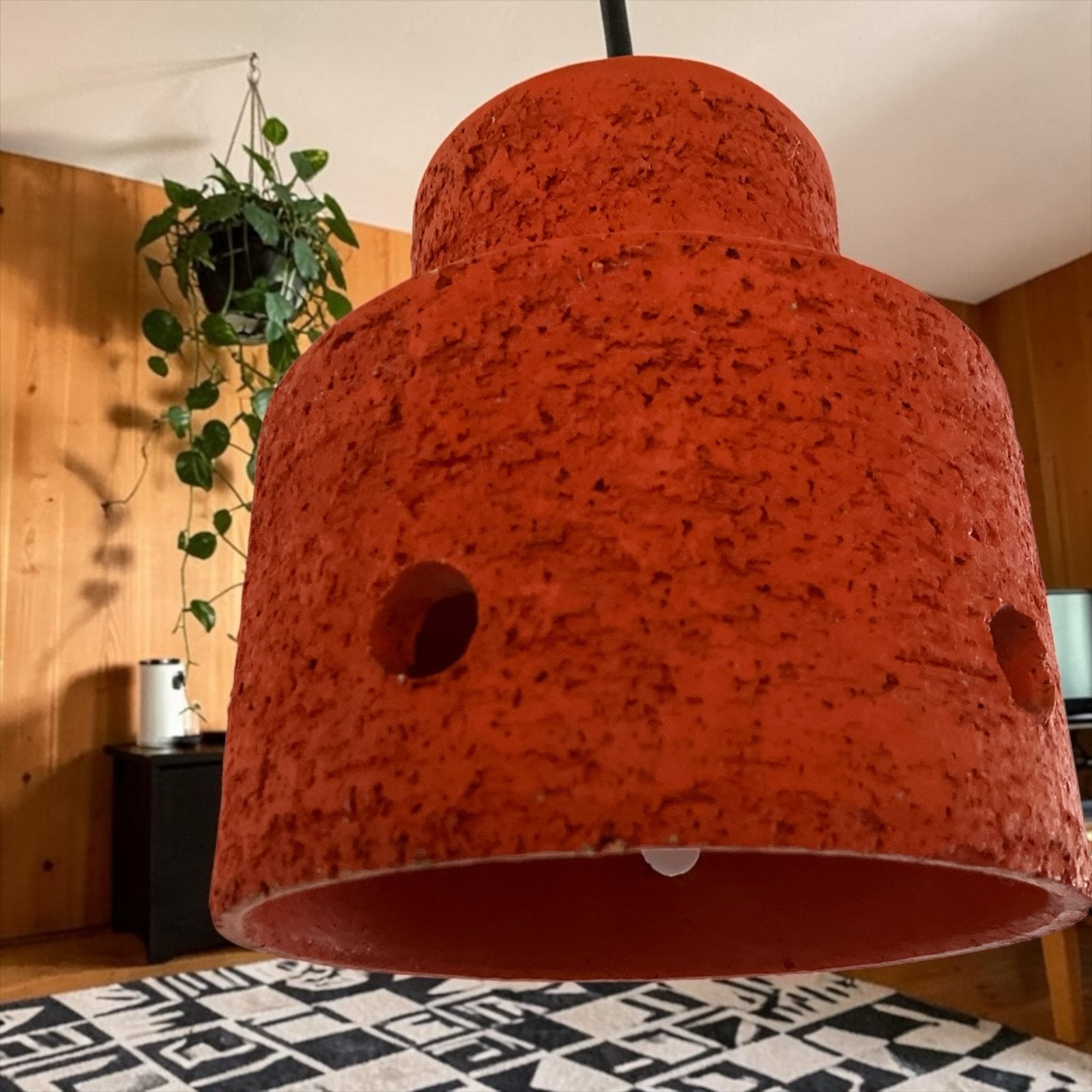 Vintage  Hanglamp keramiek 70s oranje - Herda / W Germany, Ophalen of Verzenden