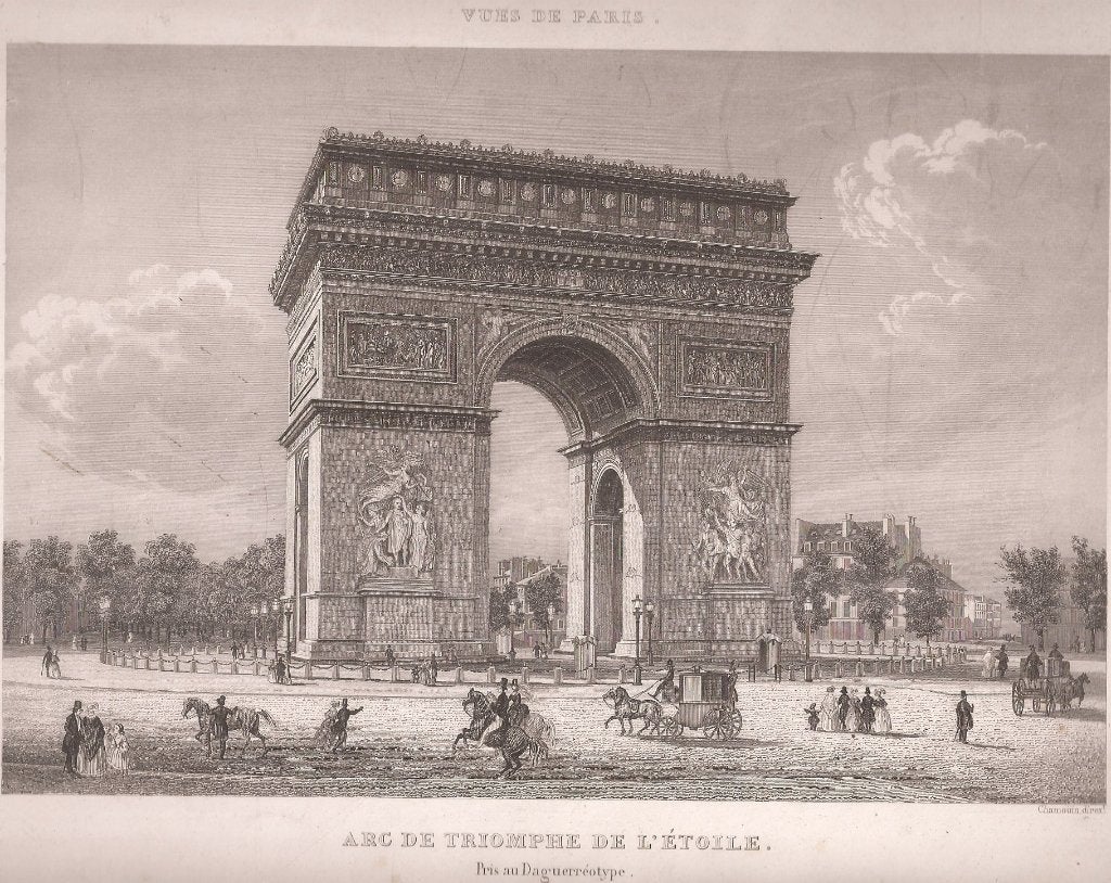 Vues de Paris Arc de Triomphe de L'Etoile Prise au Daguerreo, 1800 - 1899, Stadsgezicht, 23 cm, Ophalen of Verzenden