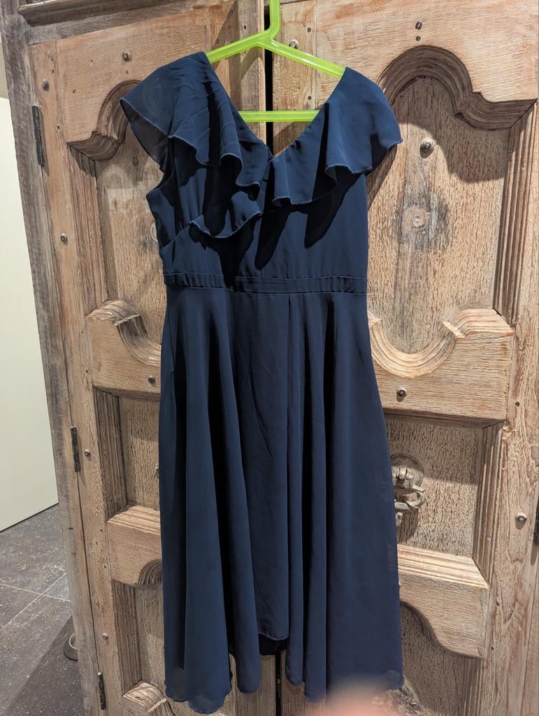 Gala jurk donker blauw, 12 jaar/XS, Galajurk, Zwart, Ophalen of Verzenden, Zo goed als nieuw