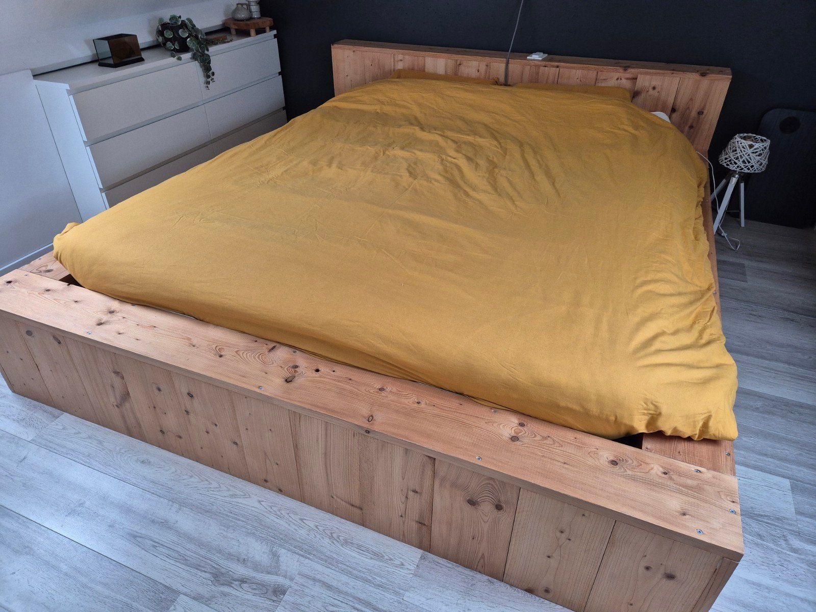 Jorg Steigerhouten ombouw 180x220 cm (inkortbaar), Ophalen, Overige kleuren, Steigerhout, Tweepersoons