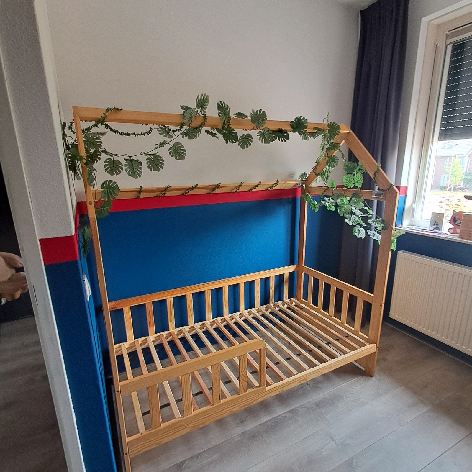 Houten kinderbed huisbed met lade - 80x160 cm, Ophalen, Gebruikt, Eenpersoons, Bruin