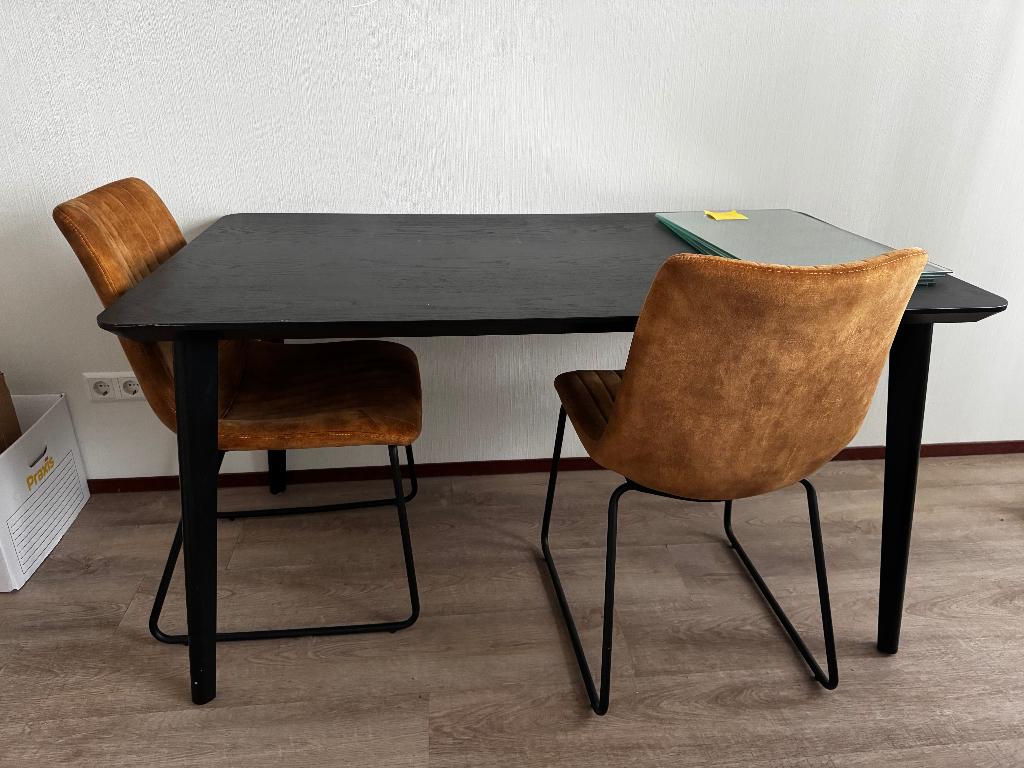 Tafel Lisabo - zwart/essenfineer, Ophalen, Kunststof, 100 tot 150 cm, 50 tot 100 cm
