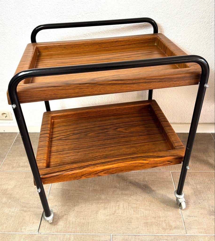 Vintage trolly met 2 afneembare dienbladen - kunststof, Ophalen, Kunststof, Gebruikt, V