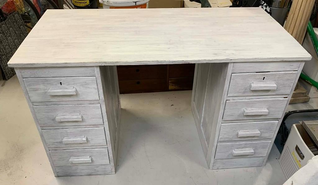 Antiek oud buro bureau met laden vintage, Huis en Inrichting, Bureaus, Ophalen, Gebruikt, Hout, Vintage
