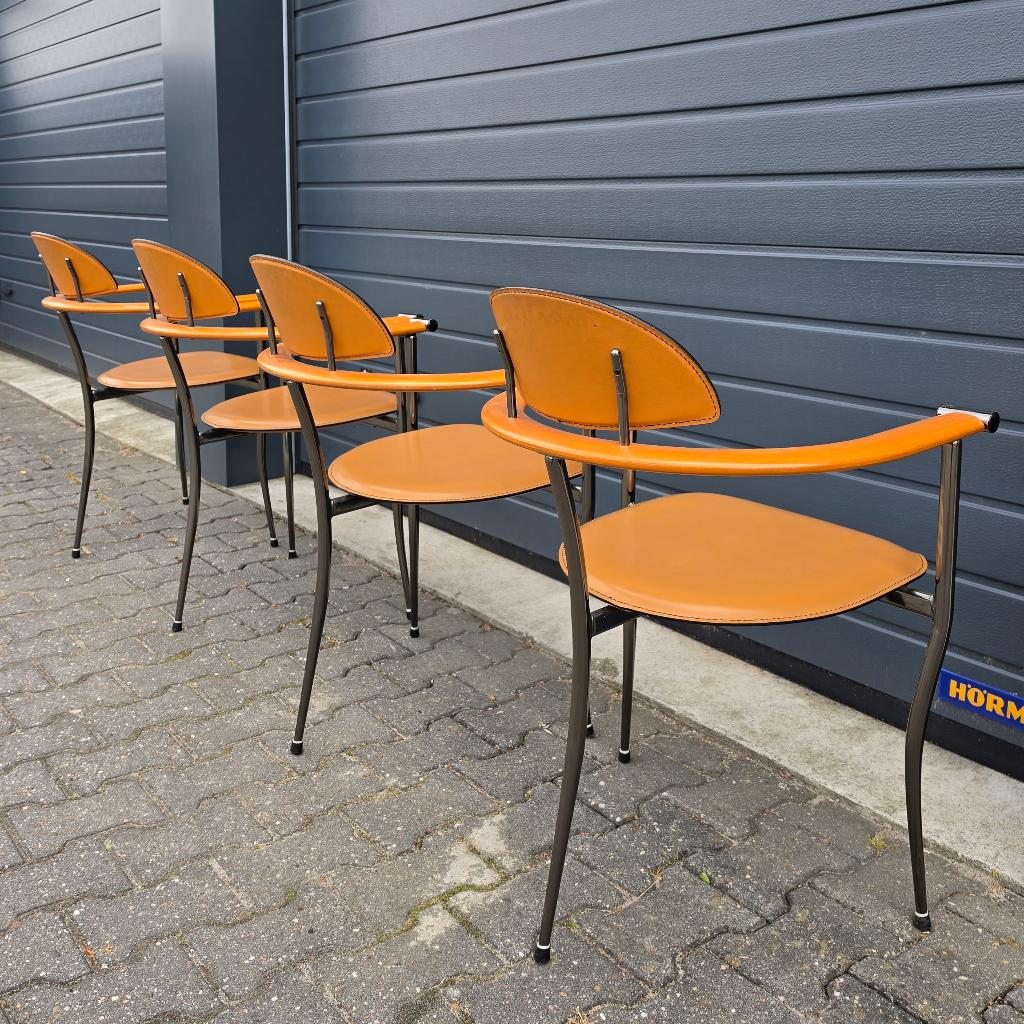 Set van 4 vintage Arrben/Italy 'Marilyn Stiletto' stoelen, Ophalen, Gebruikt, Bruin, Italiaans Design
