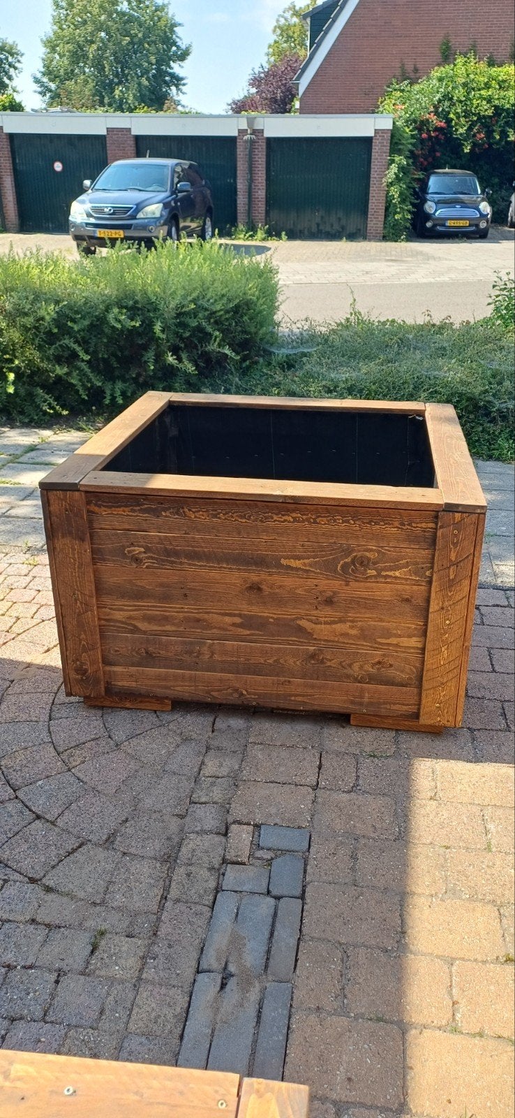 Robuuste houten plantenbak voor tuin of terras, Tuin en Terras, Ophalen, Vierkant, Zo goed als nieuw, Balkon