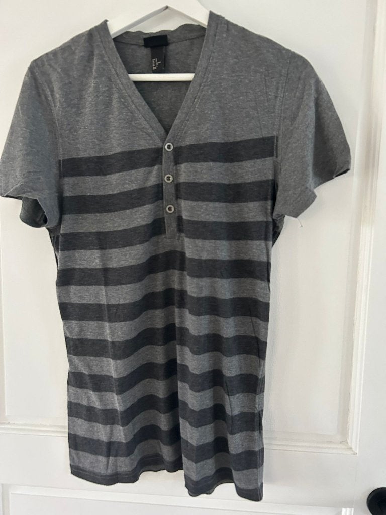 H&M Shirt Grey Black S, Zwart, Ophalen of Verzenden, H&M, Gedragen
