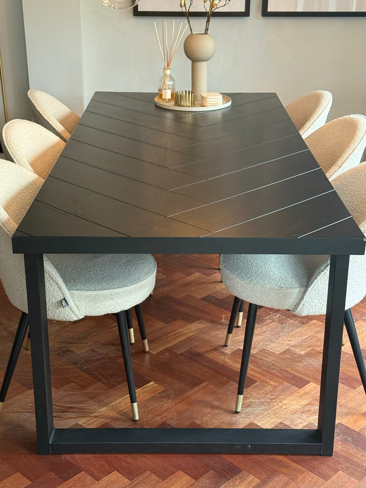 Goossens Carte eettafel zwart 220x100cm - zo goed als nieuw, Huis en Inrichting, Gebruikt, 100 tot 150 cm, Eikenhout, 200 cm of meer