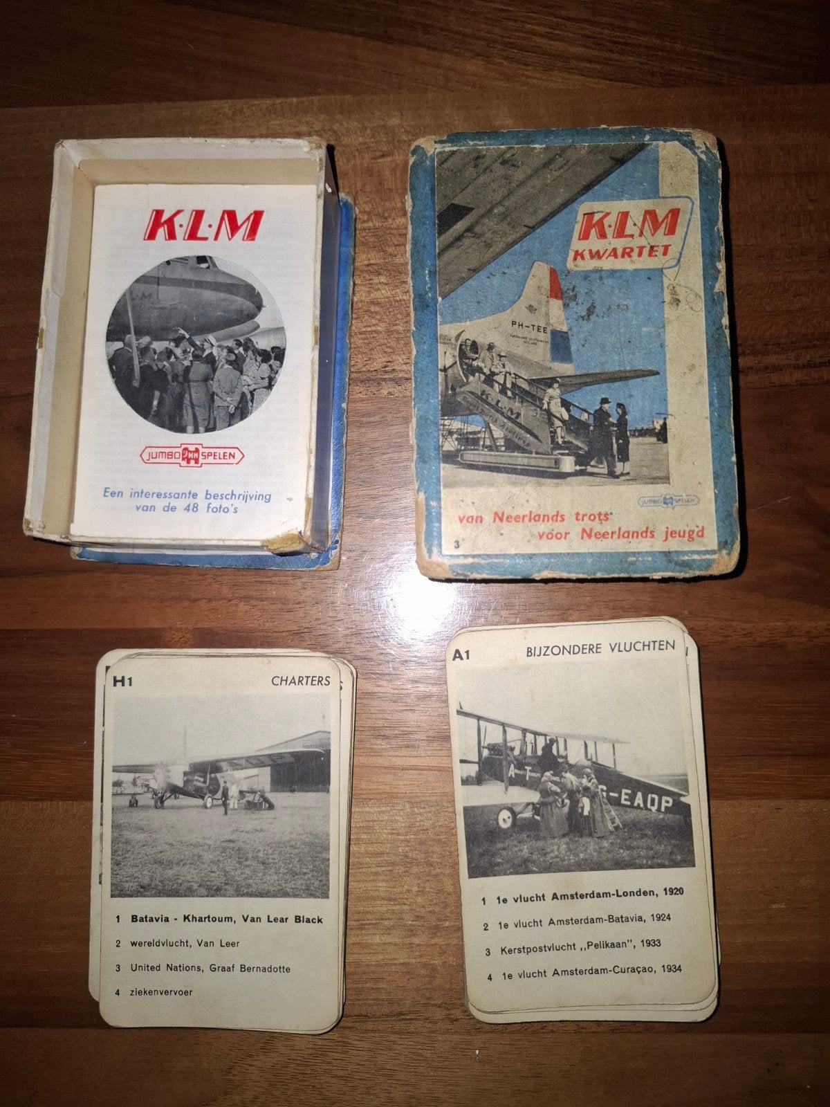 Zeldzaam Antiek KLM Kwartetspel Jumbo (1950) – COMPLEET, Verzamelen, Ophalen of Verzenden, Gebruikt, Kwartet(ten)