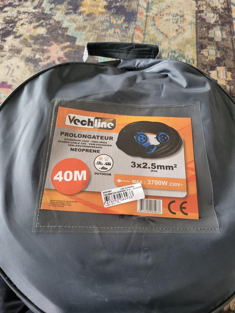 Nieuwe Vechline camping kabel 40M met aankoopbon, Caravans en Kamperen, Ophalen of Verzenden, Nieuw