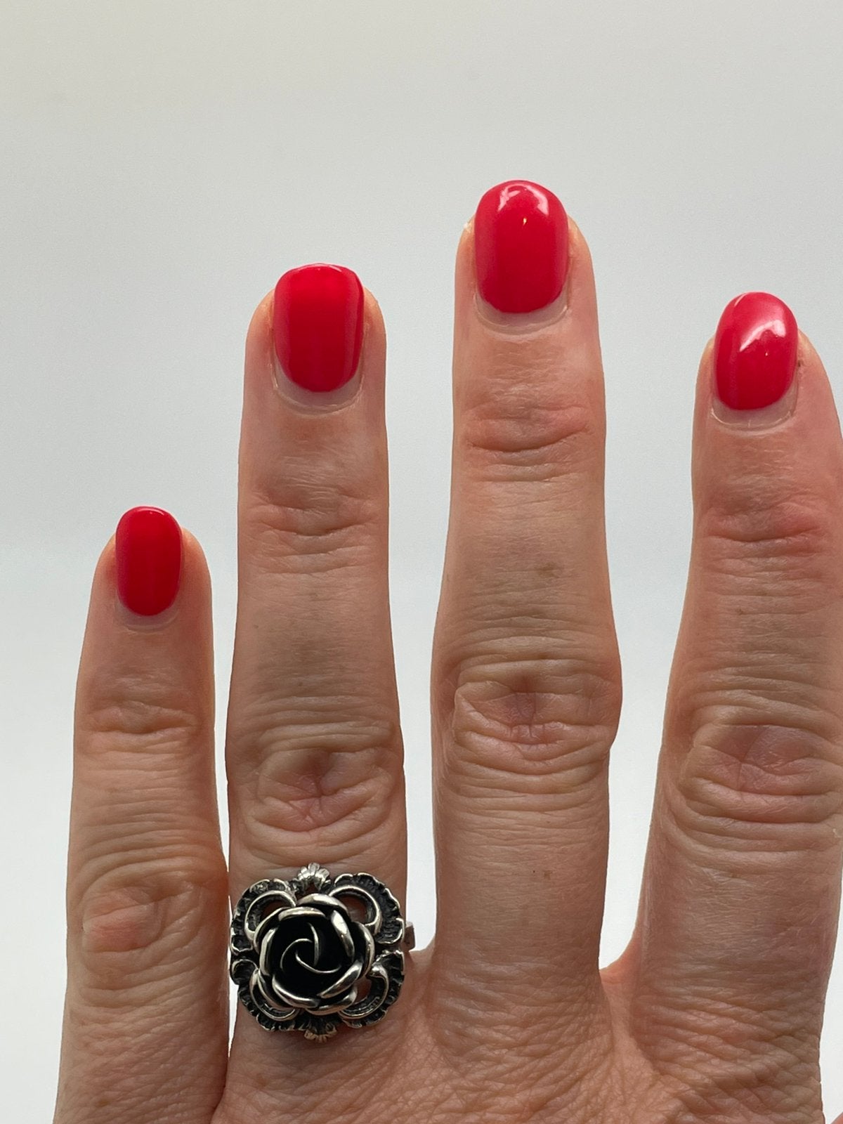 E578 Prachtige TEKA ring grote roos maat 17, Ophalen of Verzenden, Zilver
