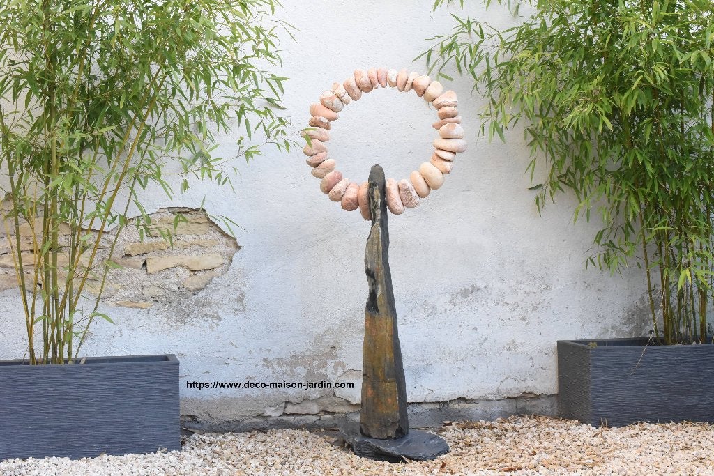 Roze en beige kiezelsculptuur - Woondecoratie - Tuinbeeld, Tuin en Terras, Verzenden, Nieuw
