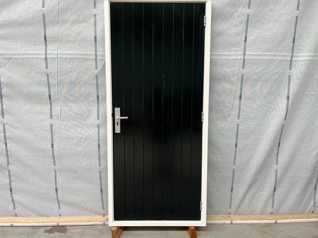 HARDHOUTEN KOZIJN met OPENSLAANDE BUITENDEUR, 75 tot 150 cm, Deurkozijn, Nieuw, Ophalen of Verzenden