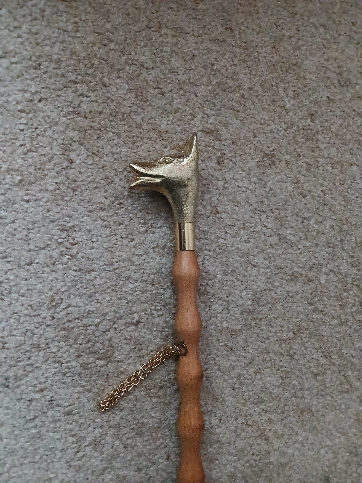 Schoenlepel met messing hondenkop, Meerkleurig, Decoratieobject, Ophalen of Verzenden, Zo goed als nieuw