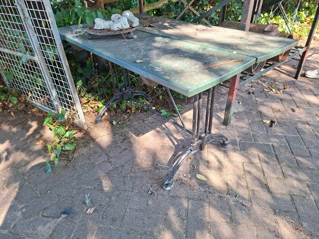 tuintafel  met alu onderstel 130 x 75 cm, Ophalen, Gebruikt, Rechthoekig, Hout