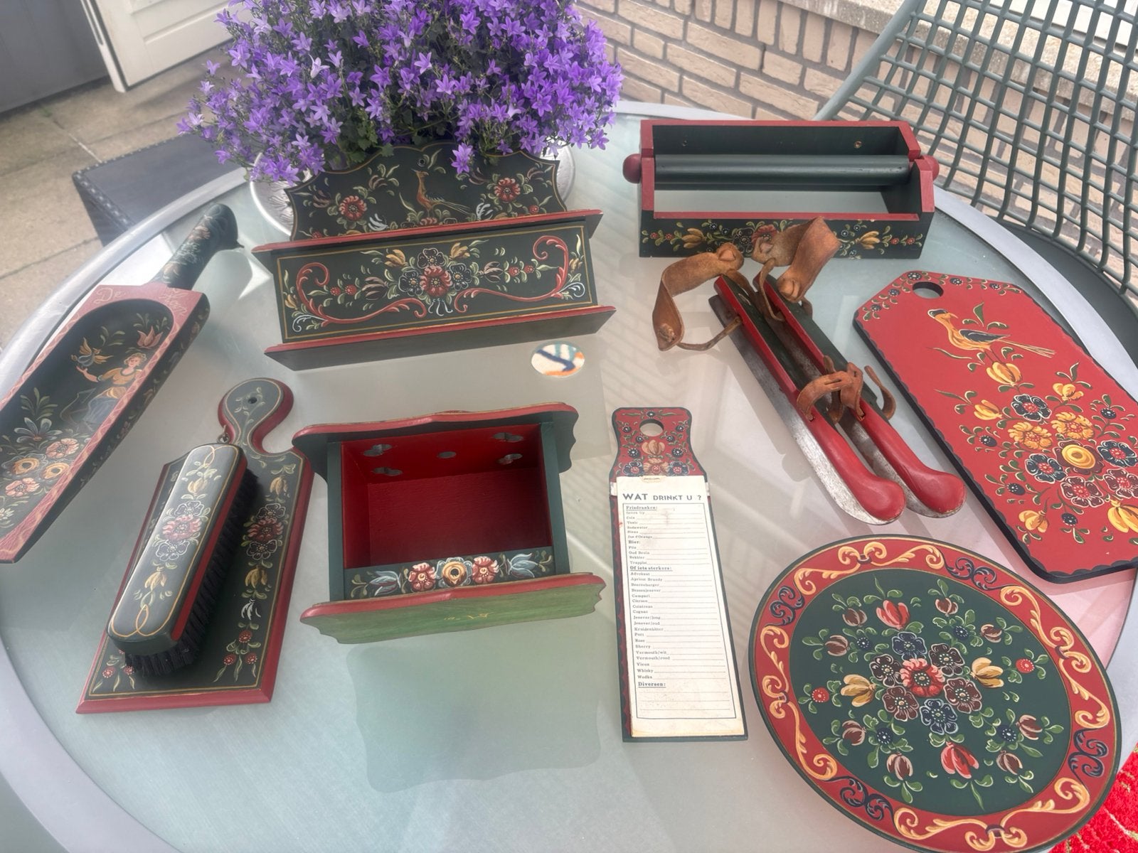 Hindelooper: Grote collectie beschilderde houten items, Ophalen of Verzenden