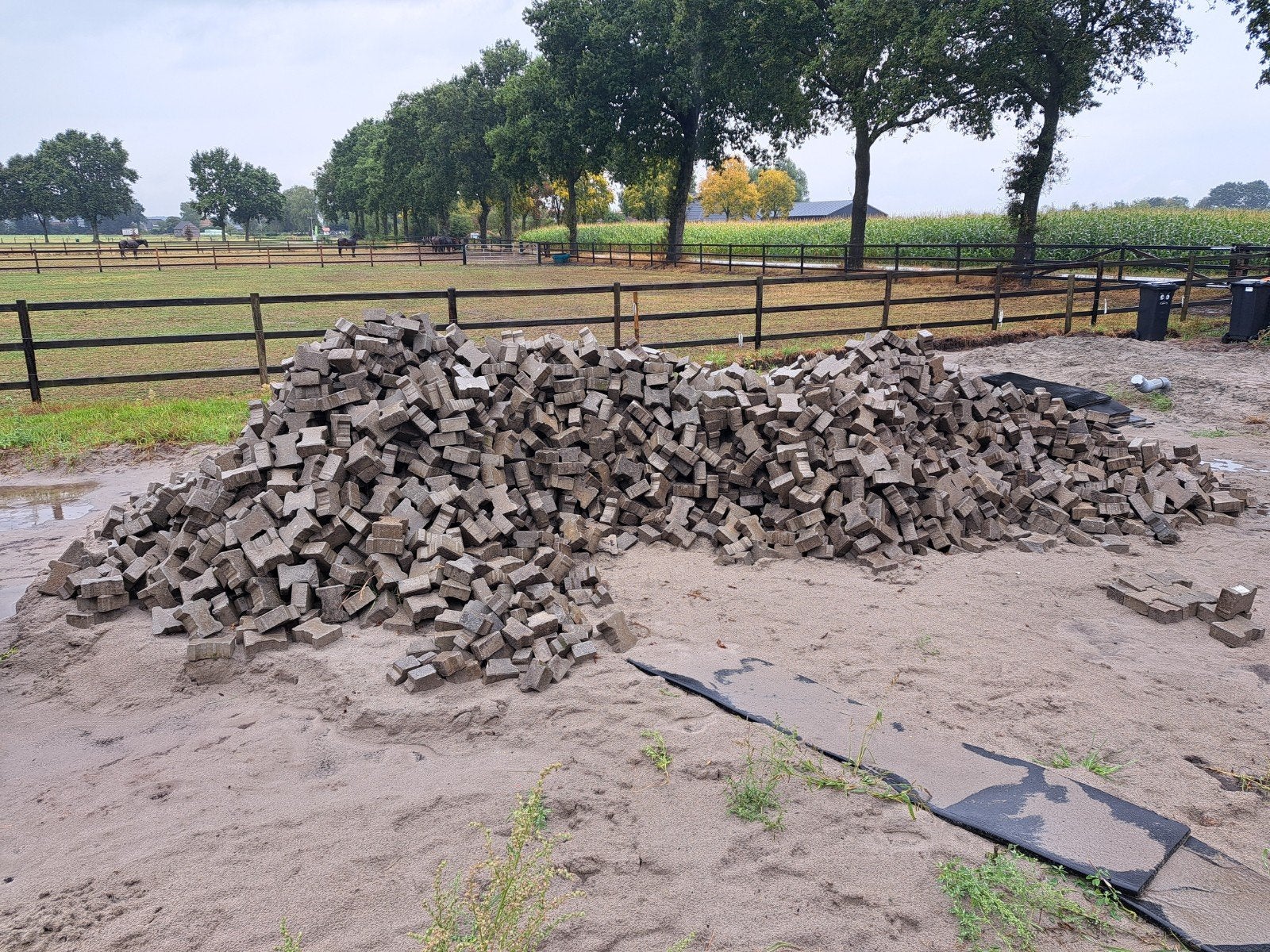 H-klinkers beton grijs, dik 8cm, 100m2 incl. Kantstenen, Ophalen of Verzenden, Beton, Klinkers