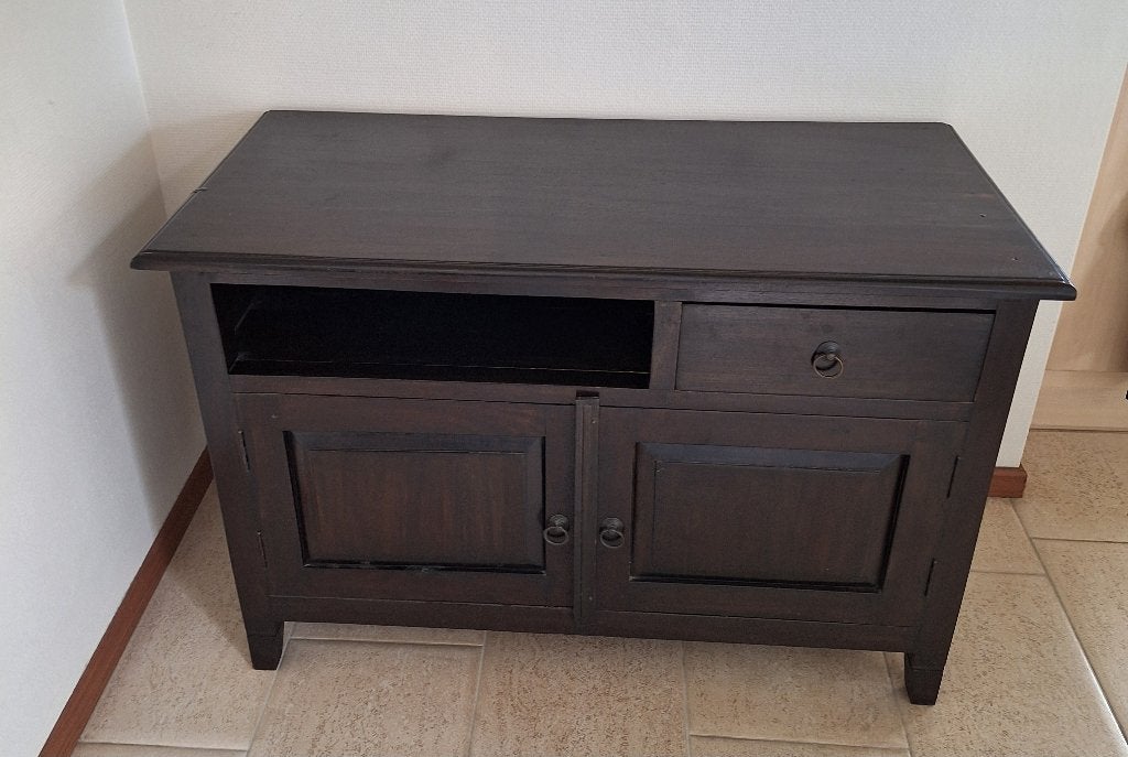 GRATIS Donker teak houten kastje, Ophalen, Gebruikt, Teakhout, 50 tot 100 cm