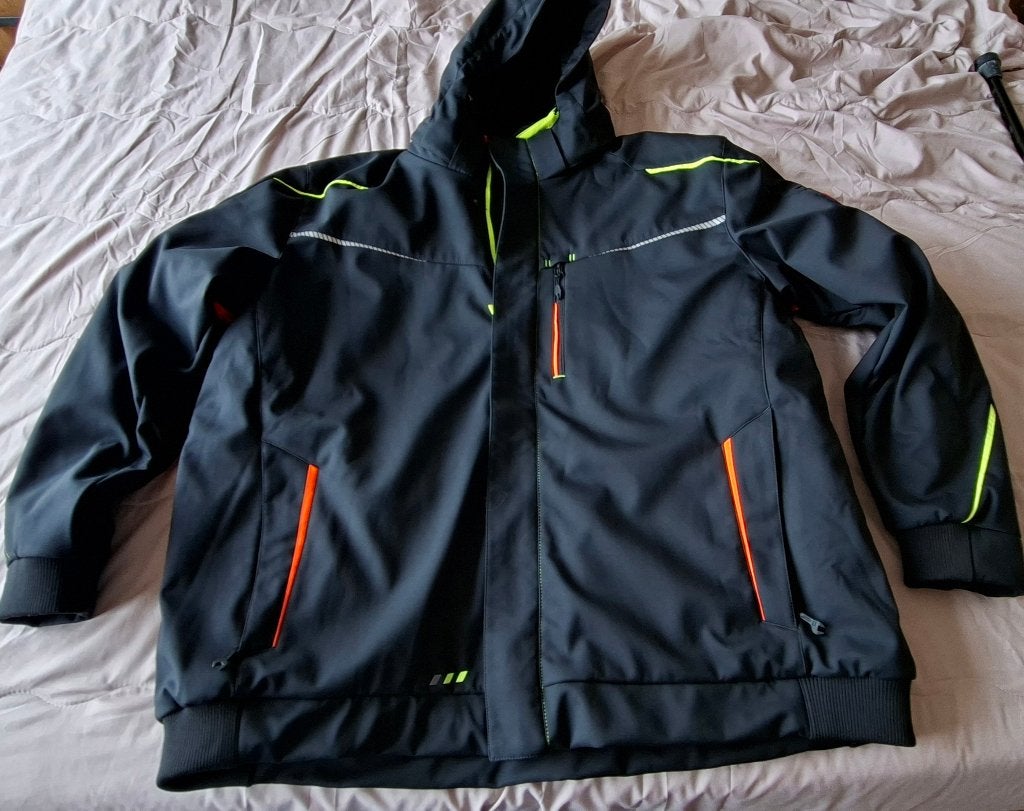Softshell Jack Donkergrijs met neon accenten, Heer, Ophalen of Verzenden, Zo goed als nieuw, Motion 2020