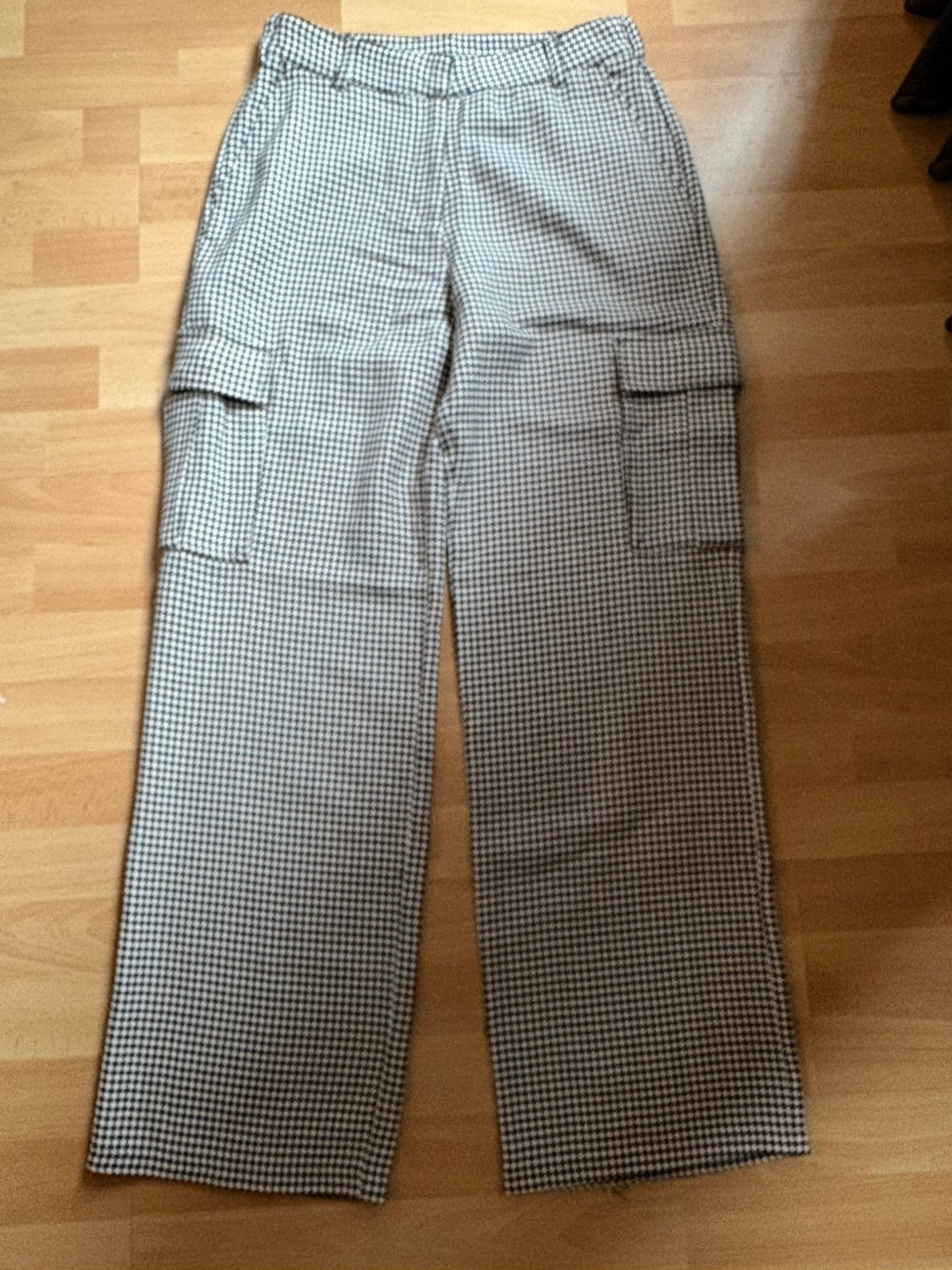 Shoeby Pied-De-Poule Cargo Broek Dames Wide Leg mt M ZGAN, Maat 38/40 (M), Meerkleurig, Ophalen of Verzenden, Zo goed als nieuw