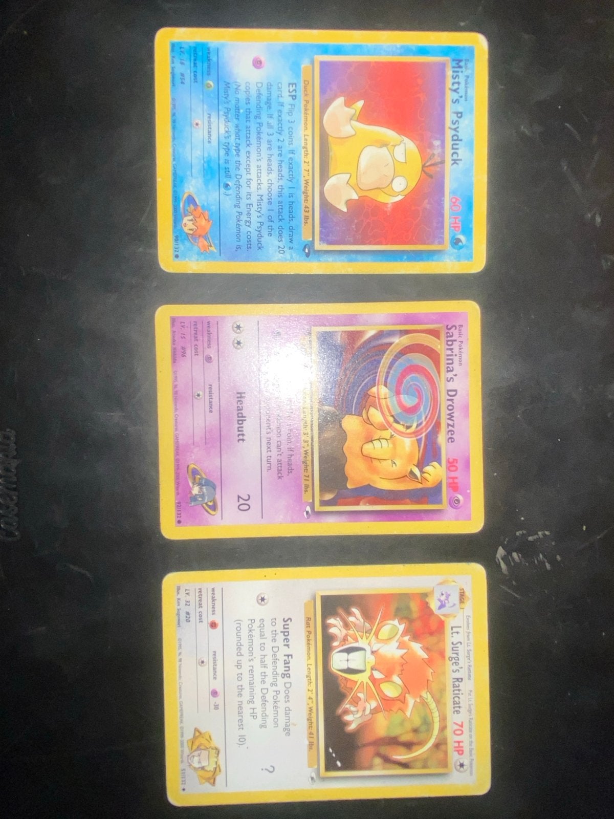 Pokémon kaarten: Misty's Psyduck, Sabrina's Drowzee, Lt. Sur, Ophalen, Meerdere kaarten