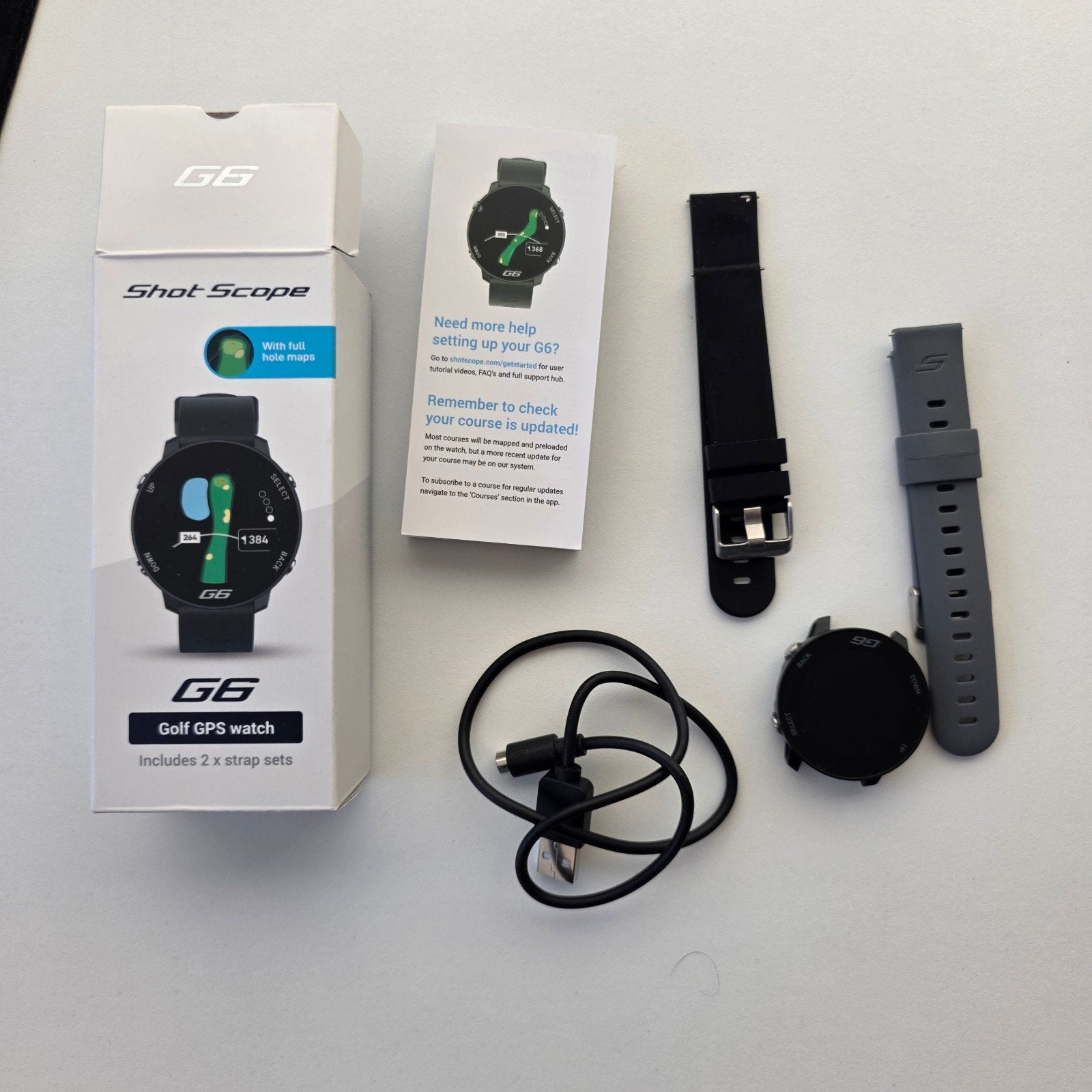 S-Scope G6 Golf GPS Horloge met 2 bandjes, Zwart, Ophalen of Verzenden, Zo goed als nieuw, Afstand