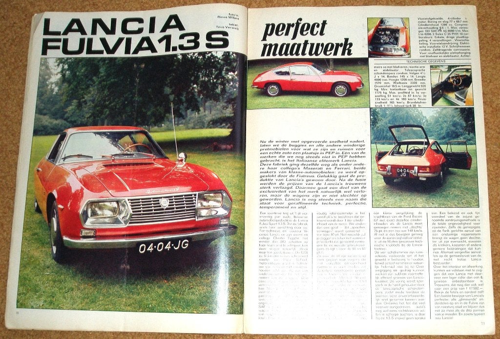 Tijdschriftartikel over de Lancia Fulvia 1.3 S uit 1970, Verzenden, Gebruikt, Auto's