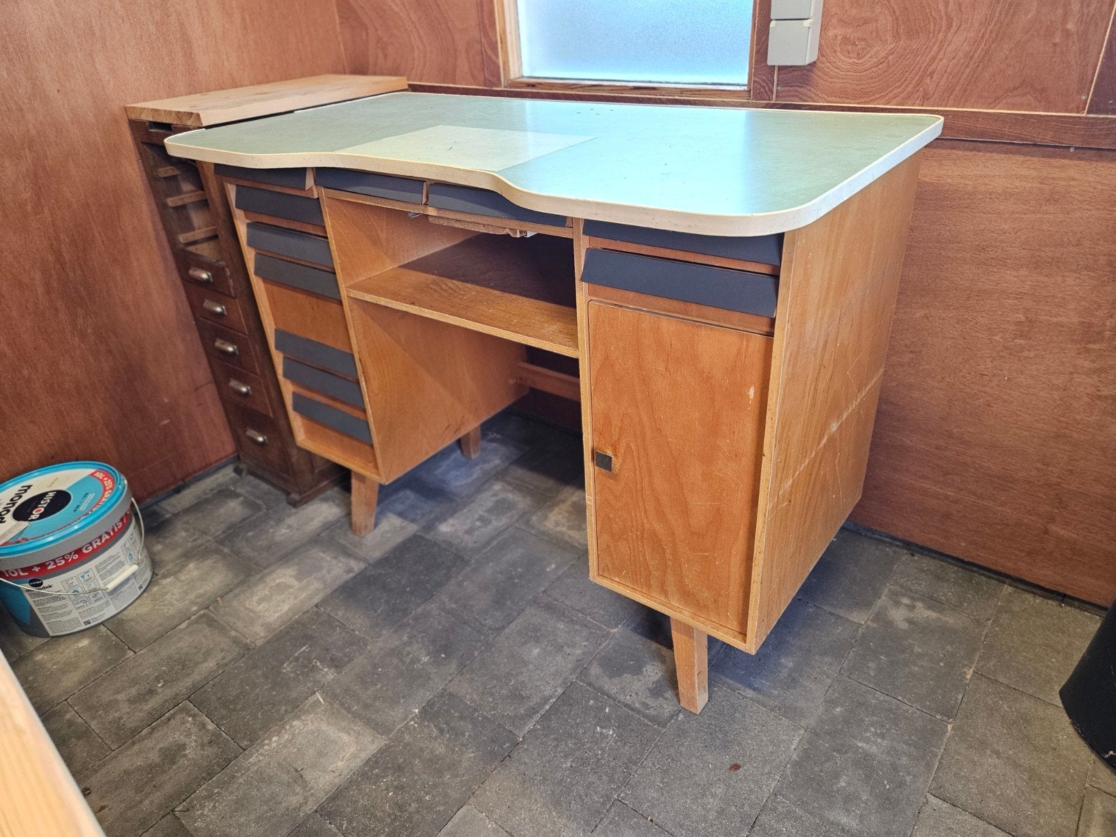 vintage originele werkbank, werktafel, Ophalen