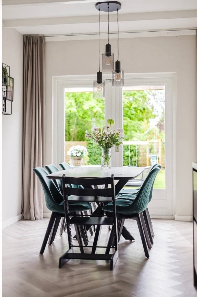 Eettafel set met 6 stoelen, Huis en Inrichting, Tafels | Eettafels, Ophalen, Gebruikt, 200 cm of meer, 50 tot 100 cm