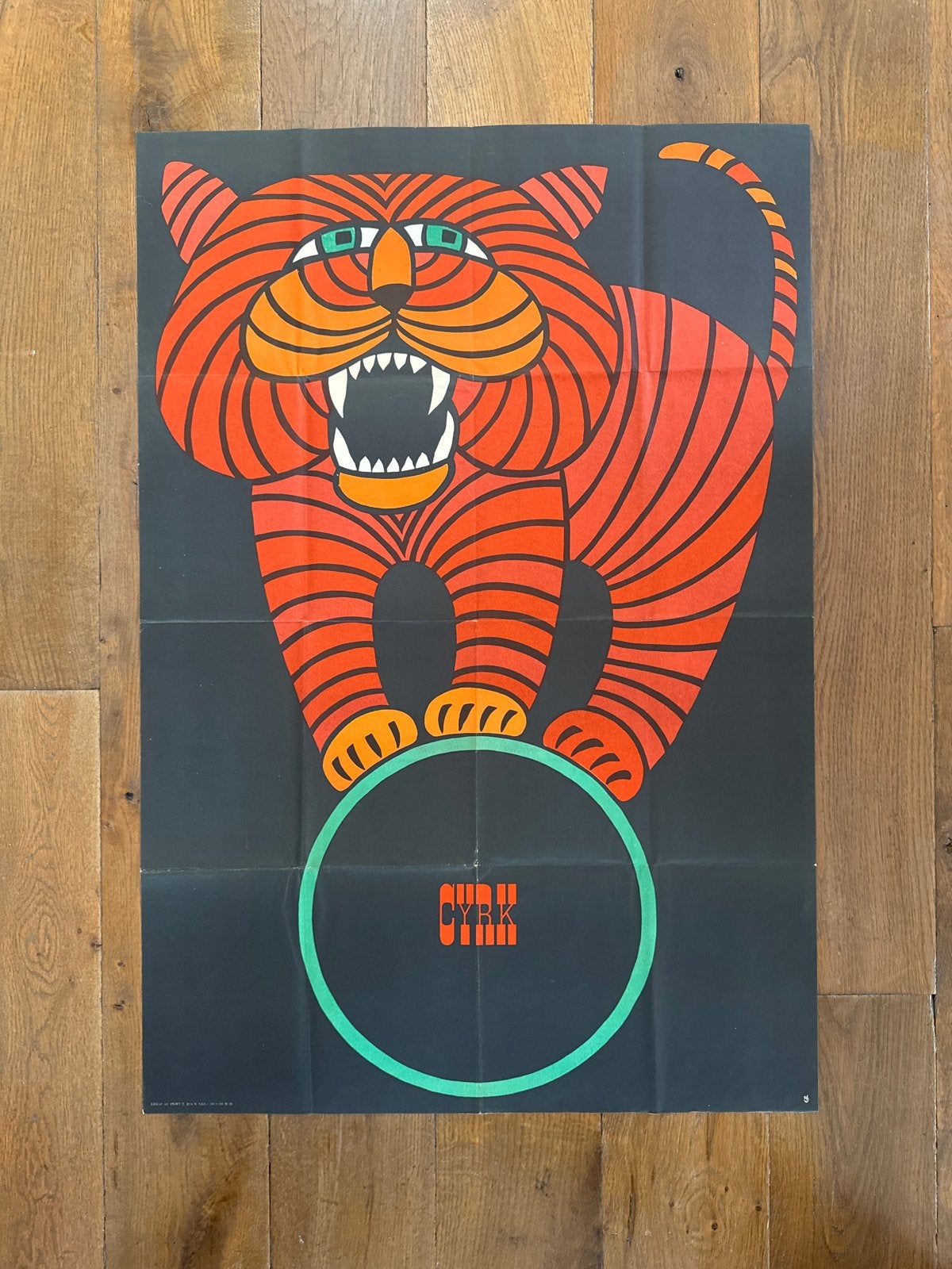 Origineel CYRK affiche - Tijger op ring, Deurposter of groter, Ophalen of Verzenden, Overige onderwerpen, Rechthoekig Staand