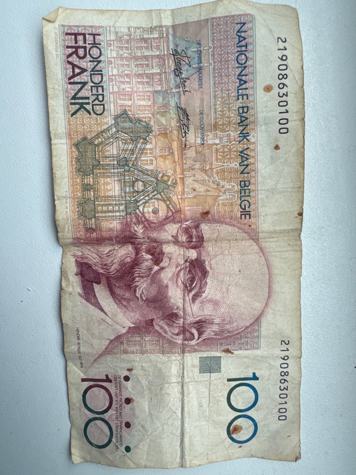 Zeldzaam Belgisch biljet van 100 frank, Postzegels en Munten, Ophalen of Verzenden, Los biljet
