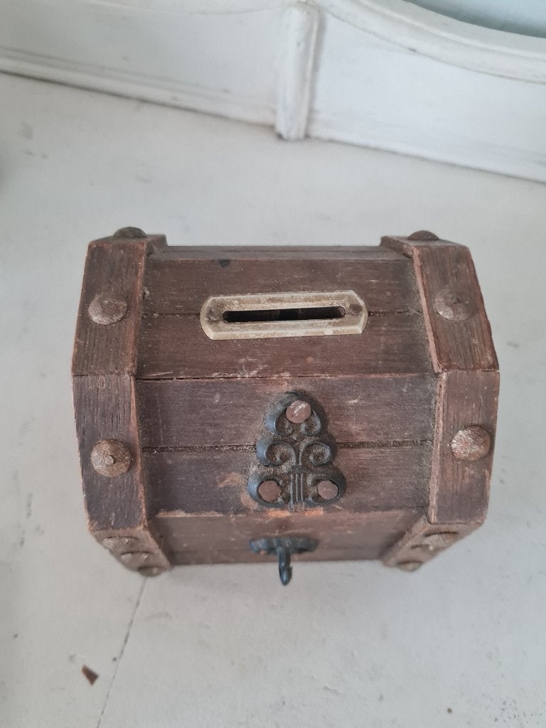 Houten spaarpot/sierraden kistje opbergkistje, Ophalen of Verzenden