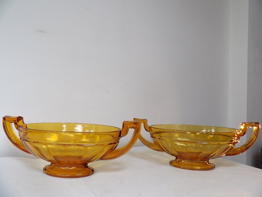 2 Art Deco Coupes/Schalen Val St Lambert Charles Graffart, Antiek en Kunst, Antiek | Glas en Kristal, Ophalen of Verzenden