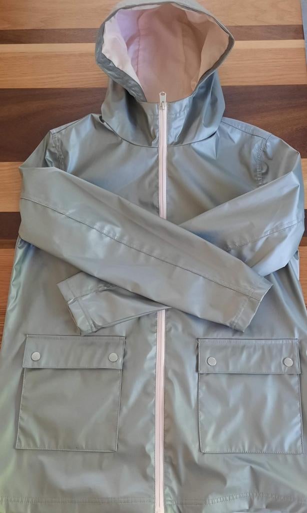 TL Seagull' PU-jas met capuchon in mat zilver van Tokyo Laun, Ophalen of Verzenden, Zo goed als nieuw, Maat 38/40 (M), Jasje