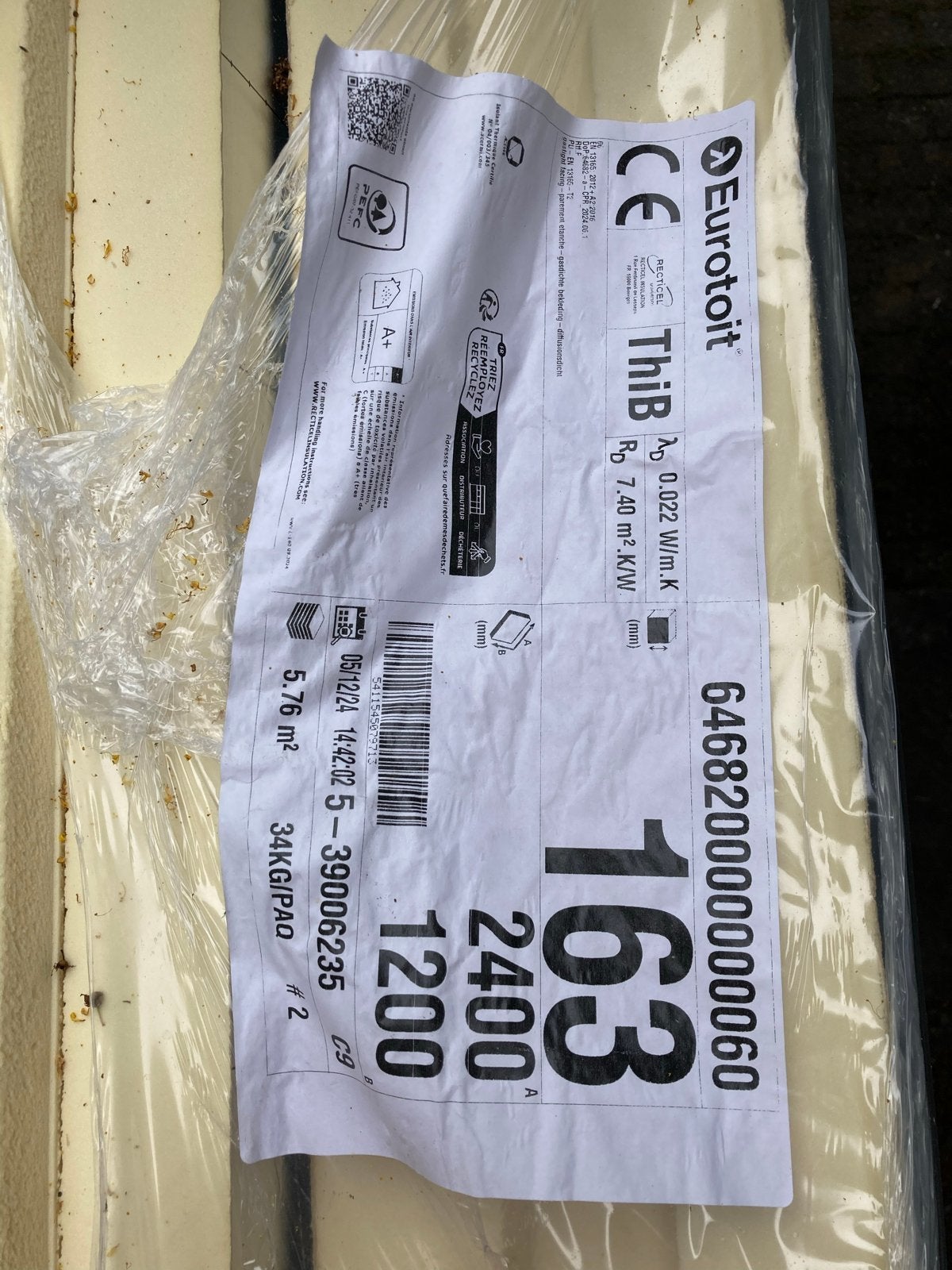 PIR Isolatieplaten 160mm Rd 7.20 - ca. 13 m², Ophalen, 10 tot 15 m², 12 cm of meer, Nieuw