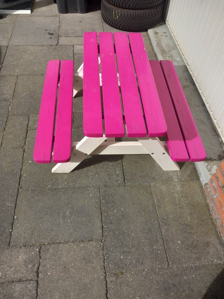 Kinder picknicktafel, Tuin en Terras, Gebruikt, Rechthoekig, Hout, Ophalen