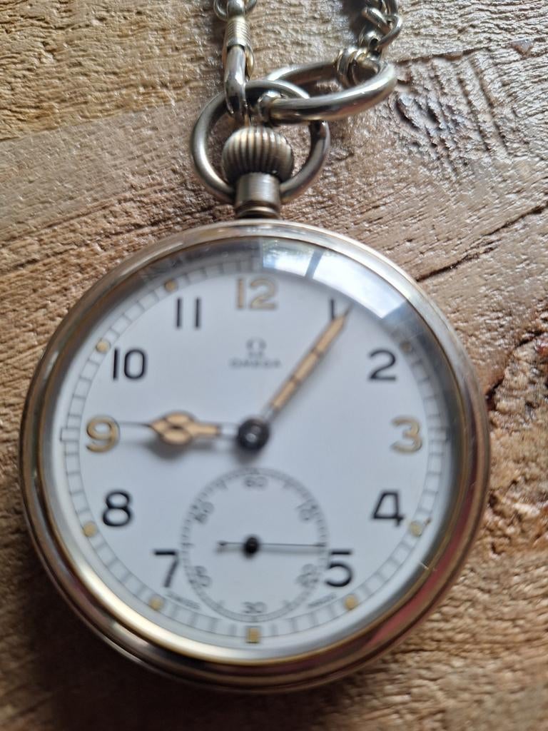 Vintage Omega zakhorloge met ketting, Ophalen of Verzenden