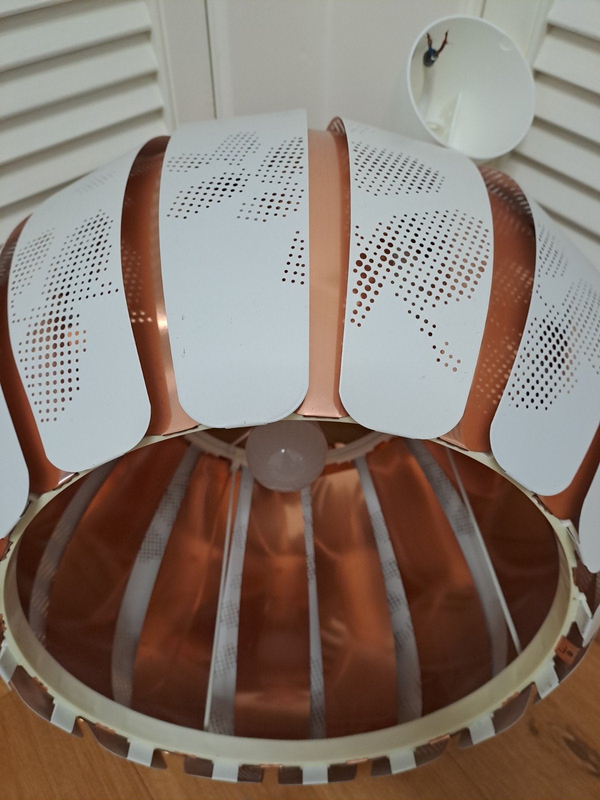 IKEA Plafondlamp Wit/Koper met Spaarlamp, Huis en Inrichting, Ophalen, Gebruikt, Metaal, Modern, Industrieel