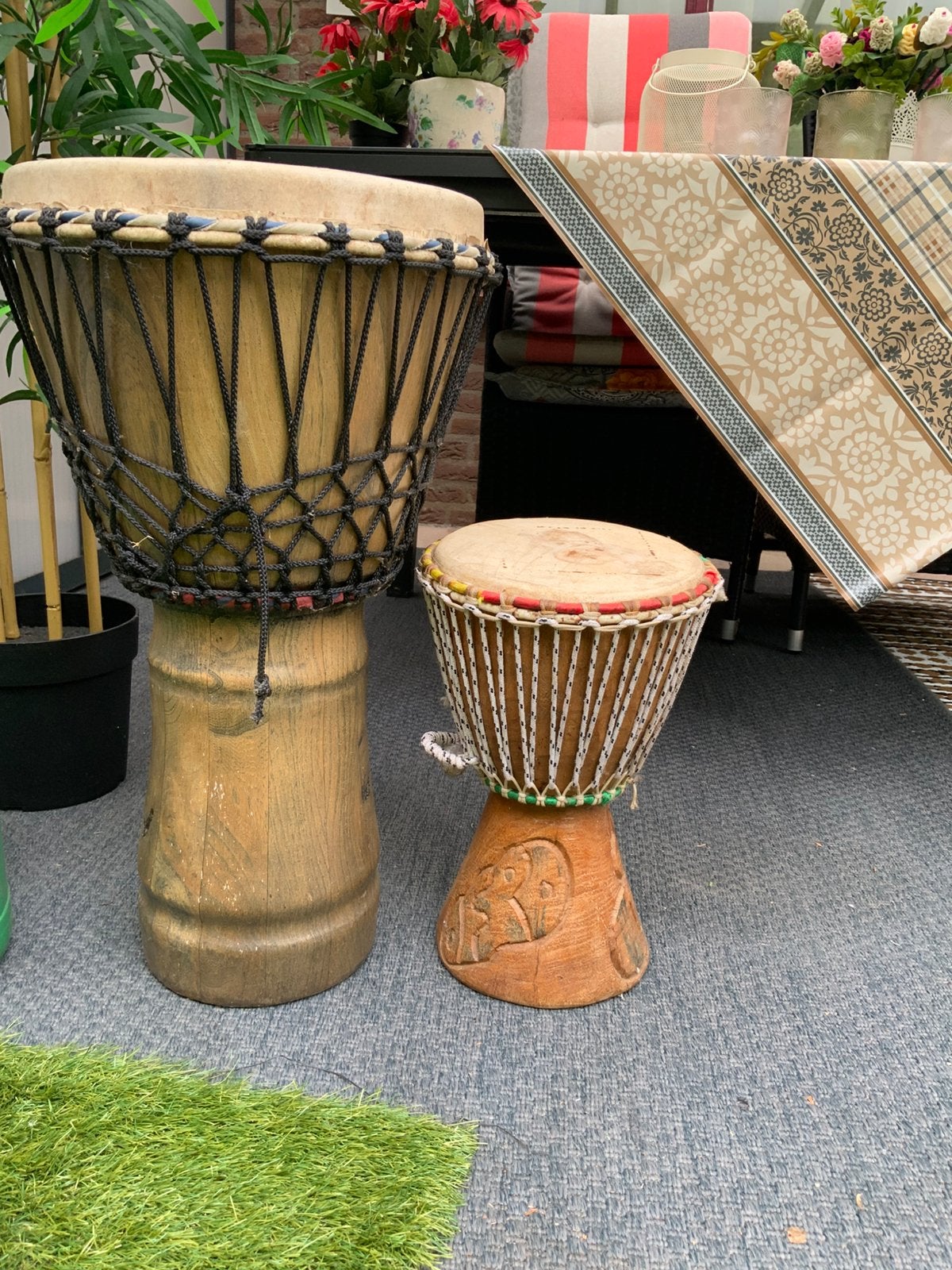 Set van 2 Jambe trommels - Afrikaanse percussie, Muziek en Instrumenten, Drumstellen en Slagwerk, Ophalen, Gebruikt, Overige merken