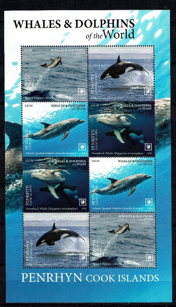 PENRHYN 2020 PF BLOK WALVISSEN DOLFIJNEN ZEEZOOGDIEREN 2, Ophalen of Verzenden, Postfris, Dier of Natuur