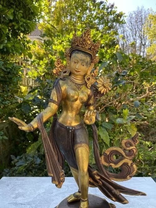 Dansende Tara uit Nepal – brons – 40 cm, Ophalen of Verzenden, Gebruikt, Beeld(je), Boeddhisme
