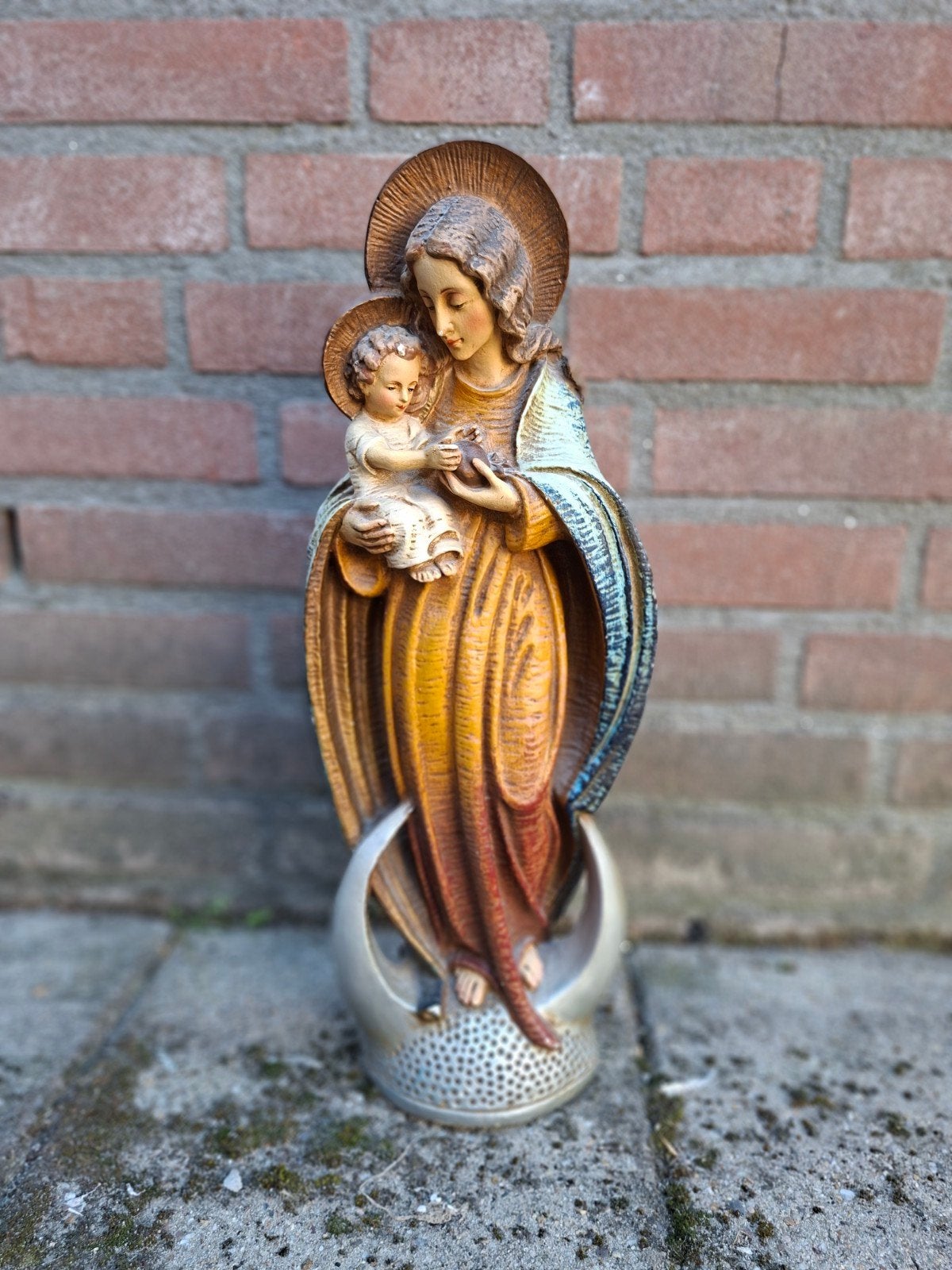 Mariabeeld met kindje Jezus - Gipsen beeld, Ophalen