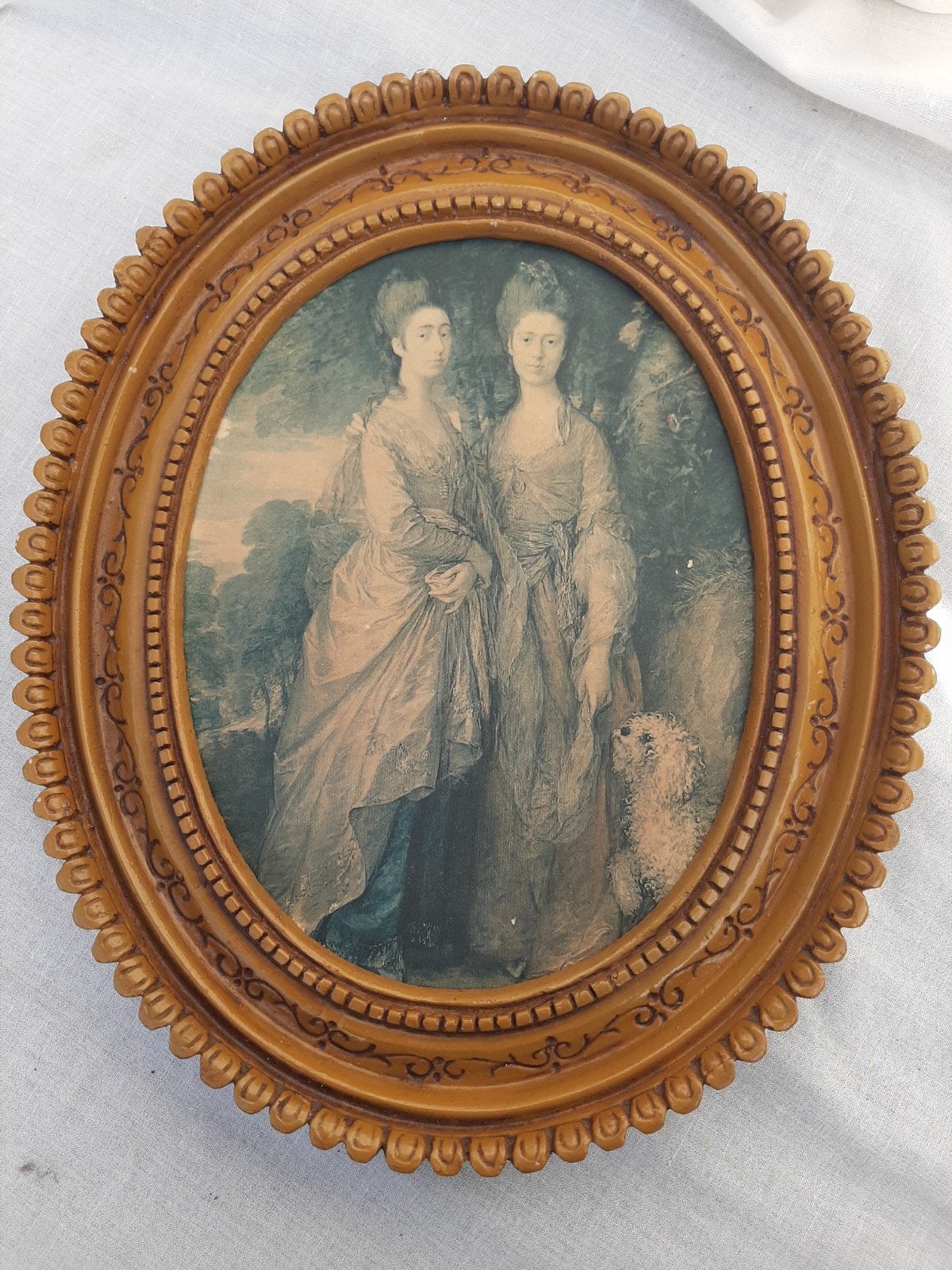 ovalen lijst met prent, Ophalen of Verzenden