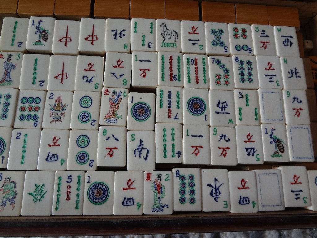 Mahjong set, Een of twee spelers, Ophalen of Verzenden, Zo goed als nieuw