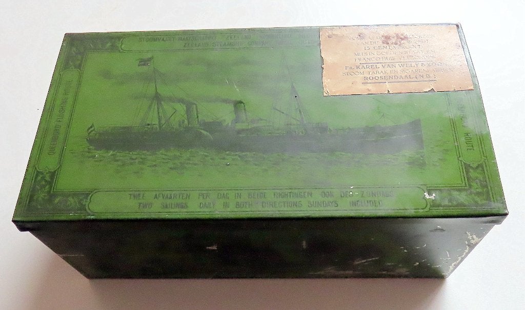 Reclameblik/Sigarenblik Stoomvaart Mqqtschappij Zeeland 1900, Verzamelen, Ophalen of Verzenden, Gebruikt, Overige