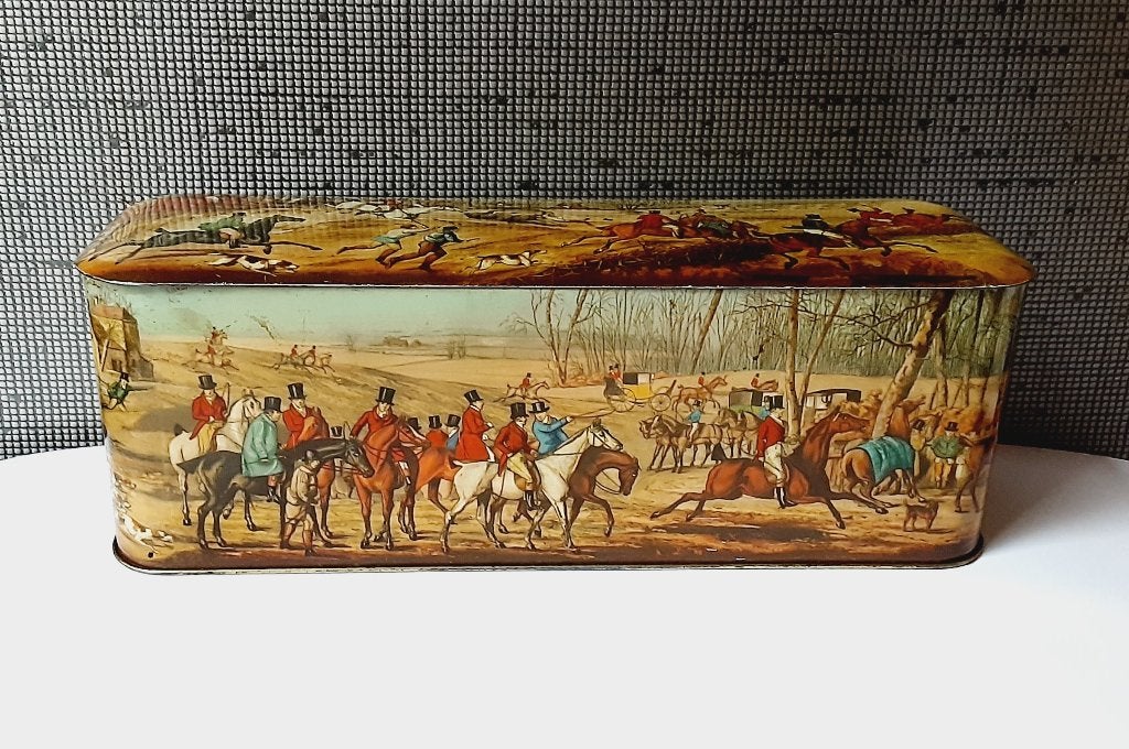 vintage britse scribbans tally hoe biscuit blik, Verzamelen, Verzenden, Zo goed als nieuw, Overige